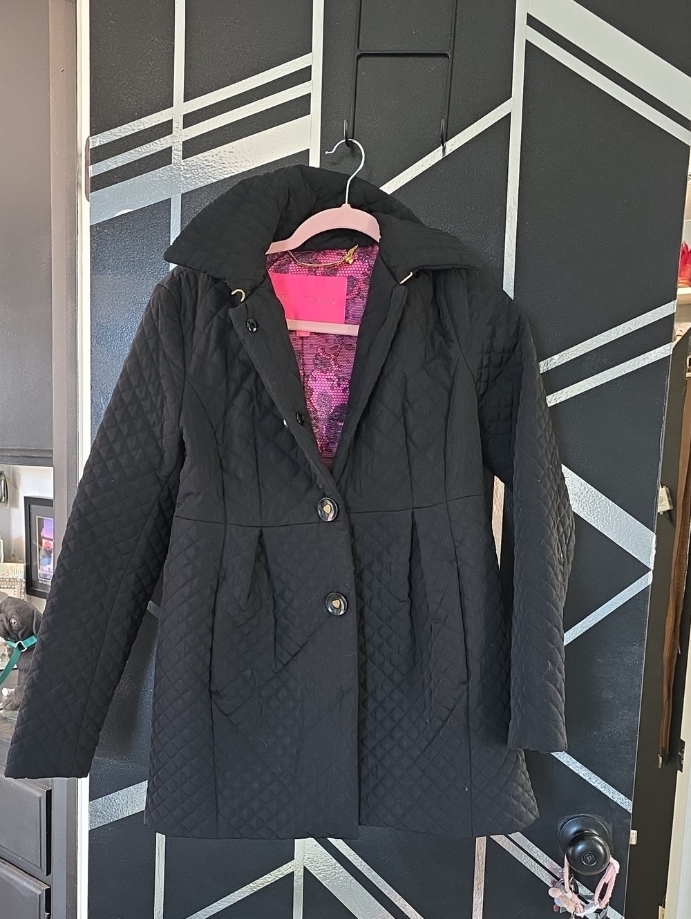 Black Quilted Women's Puffer Coat with Hood